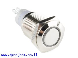 תמונה של מוצר כפתור מתכתי 16 מ"מ - לחיצה רגעית - לבן - לא מתאים למחבר