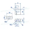 רכיב אלומיניום - בלוק לגוף חימום קרמי - 20x20x10 מ"מ