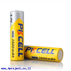 סוללה 18650 - Li-Ion 3.7V/2600mAh/1-5C - ראש שטוח