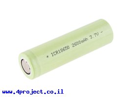 תמונה של מוצר סוללה 18650- LiPoly 3.7V/2600mAh/1C