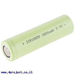 סוללה 18650- LiPoly 3.7V/2600mAh/1C