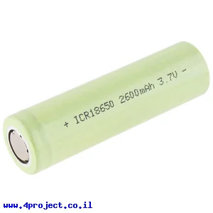 סוללה 18650- LiPoly 3.7V/2600mAh/1C