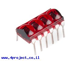 תמונה של מוצר 7Segment בועה אדומה, 4 ספרות, 2.7 מ"מ