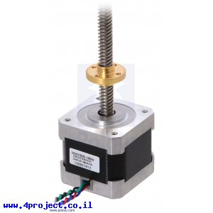 מנוע צעד 200 צעדים עם בורג הנעה 28 ס"מ, 42x38 מ"מ, 2.8V/1.7A