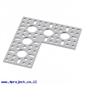 לוח מחורר תבנית goBILDA, צורת L,  מידות 88x88 מ"מ, אלומיניום