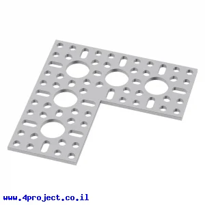 לוח מחורר תבנית goBILDA, צורת L,  מידות 88x88 מ"מ, אלומיניום