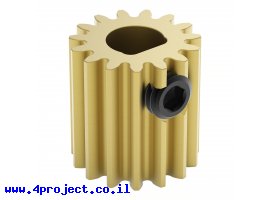 תמונה של מוצר גלגל שיניים MOD0.8 לציר 6 מ"מ בצורת D, פליז - 15 שיניים