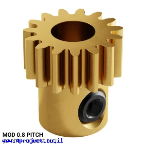 גלגל שיניים MOD0.8 לציר 6 מ"מ, פליז - 15 שיניים