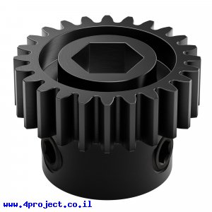גלגל שיניים MOD0.8 לציר 8 מ"מ בצורת REX, פלדה - 24 שיניים