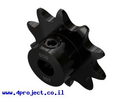 תמונה של מוצר גלגל שיניים לשרשרת 8mm, לציר 6 מ"מ בצורת D, פלדה - 10 שיניים