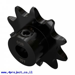 גלגל שיניים לשרשרת 8mm, לציר 6 מ"מ בצורת D, פלדה - 10 שיניים