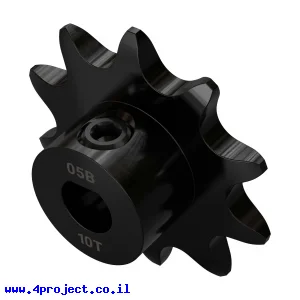 גלגל שיניים לשרשרת 8mm, לציר 6 מ"מ בצורת D, פלדה - 10 שיניים