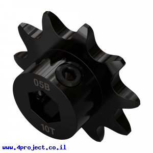 גלגל שיניים לשרשרת 8mm, לציר 8 מ"מ בצורת REX, פלדה - 10 שיניים