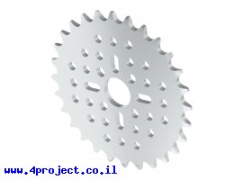תמונה של מוצר גלגל שיניים לשרשרת 8mm, לציר 14 מ"מ, אלומיניום - 28 שיניים
