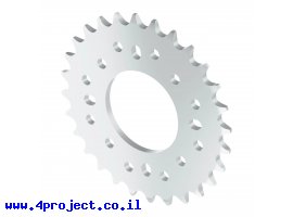 תמונה של מוצר גלגל שיניים לשרשרת 8mm, לציר 32 מ"מ, אלומיניום - 28 שיניים