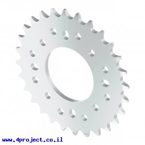 גלגל שיניים לשרשרת 8mm, לציר 32 מ"מ, אלומיניום - 28 שיניים