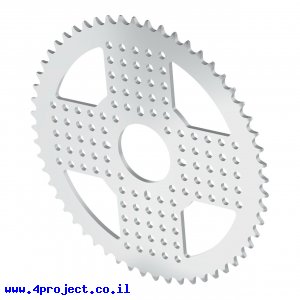 גלגל שיניים לשרשרת 8mm, לציר 32 מ"מ, אלומיניום - 56 שיניים