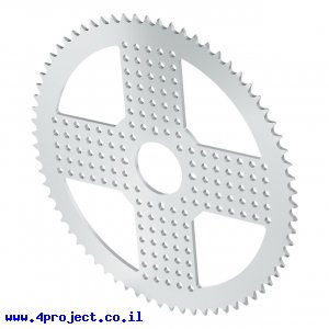 גלגל שיניים לשרשרת 8mm, לציר 32 מ"מ, אלומיניום - 70 שיניים