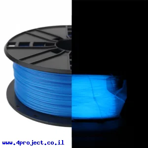 פלסטיק למדפסת תלת-מימד - כחול זוהר בחושך - ABS 1.75mm