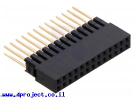 תמונה של מוצר מחבר שורה נקבה - 2x13 - רגליים ארוכות עם ספייסר 5.08 מ"מ