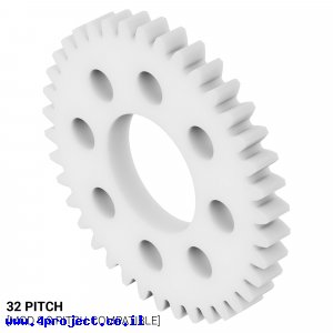 גלגל שיניים 32P, עובי 1/8", דלרין - 38 שיניים