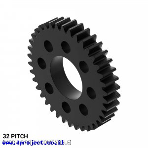 גלגל שיניים 32P, עובי 3/16", דלרין - 38 שיניים