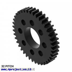 גלגל שיניים 32P, עובי 3/16", דלרין - 40 שיניים