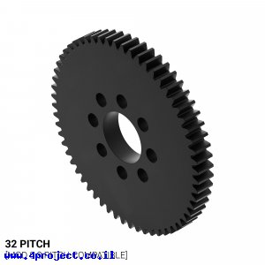 גלגל שיניים 32P, עובי 3/16", דלרין - 60 שיניים