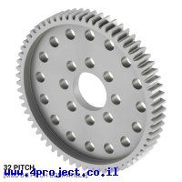 גלגל שיניים 32P, ציר 0.5", אלומיניום - 64 שיניים