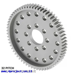 גלגל שיניים 32P, ציר 0.5", אלומיניום - 64 שיניים