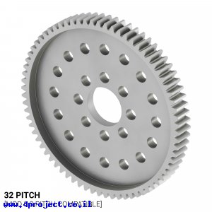 גלגל שיניים 32P, ציר 0.5", אלומיניום - 72 שיניים