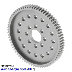 גלגל שיניים 32P, ציר 0.5", אלומיניום - 72 שיניים