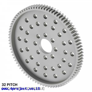 גלגל שיניים 32P, ציר 0.5", אלומיניום - 84 שיניים