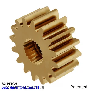 גלגל שיניים 32P, ציר C1-24T, פליז - 16 שיניים