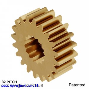 גלגל שיניים 32P, ציר D1-15T, פליז - 20 שיניים