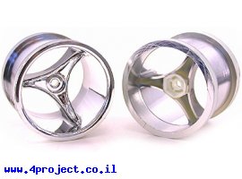 תמונה של מוצר גלגל 3 זרועות 55.88/49.78 מ"מ (2.2"/1.96") - דמוי כרום
