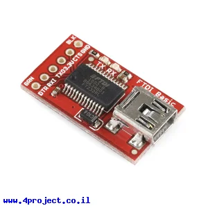 צורב Arduino - כרטיס FTDI Basic 3.3V בלי מחבר 6 פינים