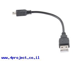 תמונה של מוצר כבל USB A ל-miniB באורך 15 ס"מ