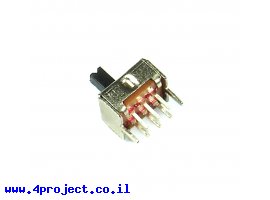 תמונה של מוצר מפסק הזזה DPDT קטן - רגליים 2 מ"מ