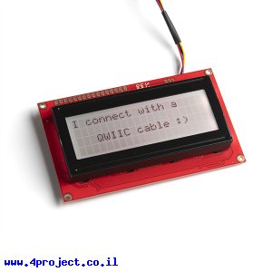 LCD טקסט 20x4, כתב שחור על RGB רקע, 3.3V, ממשק טורי - חיבור Qwiic