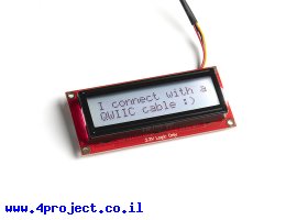 תמונה של מוצר LCD טקסט 16x2, כתב שחור על RGB רקע, 3.3V, ממשק טורי - חיבור Qwiic