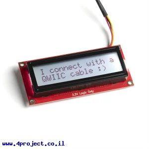 LCD טקסט 16x2, כתב שחור על RGB רקע, 3.3V, ממשק טורי - חיבור Qwiic