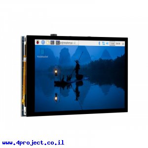 מסך מגע קיבולי LCD IPS 4" 800x480, זכוכית מגן, רמקול, ממשק RPi