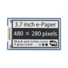 מסך E-Ink ל-2 צבעים (4 גוונים), גודל 3.7", רזולוציה 480x280, ממשק RPi
