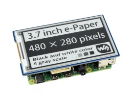 תמונה של מוצר מסך E-Ink ל-2 צבעים (4 גוונים), גודל 3.7", רזולוציה 480x280, ממשק RPi