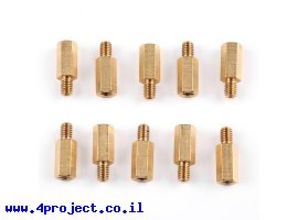 תמונה של מוצר ספייסר פליז זכר/נקבה M4 - אורך 12+6 מ"מ - חבילה של 10