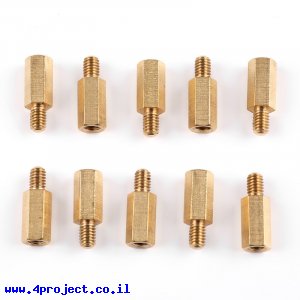 ספייסר פליז זכר/נקבה M4 - אורך 12+6 מ"מ - חבילה של 10