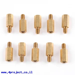 ספייסר פליז זכר/נקבה M4 - אורך 12+6 מ"מ - חבילה של 10