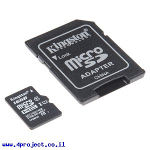 זכרון microSD - 16GB + מתאם