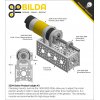 מנוע 36Dx125L מהירות 43rpm @ 12V עם מקודד - סדרה 5204 - ציר REX ארוך